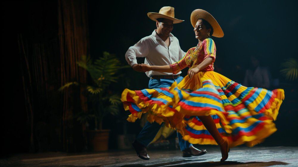 Una actuación de danza tradicional colombiana de cumbia